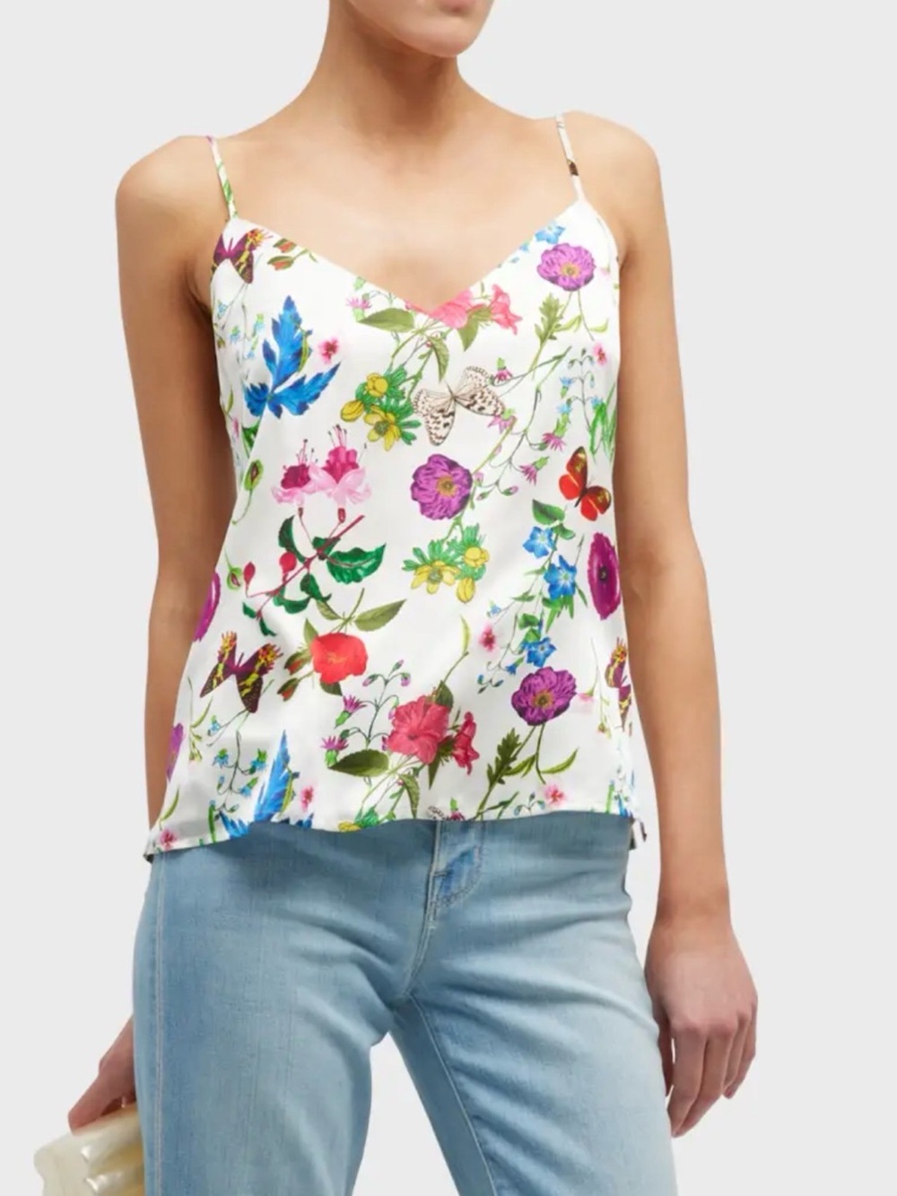 L'AGENCE Multicolor Floral V-Neck Silk Cami size M